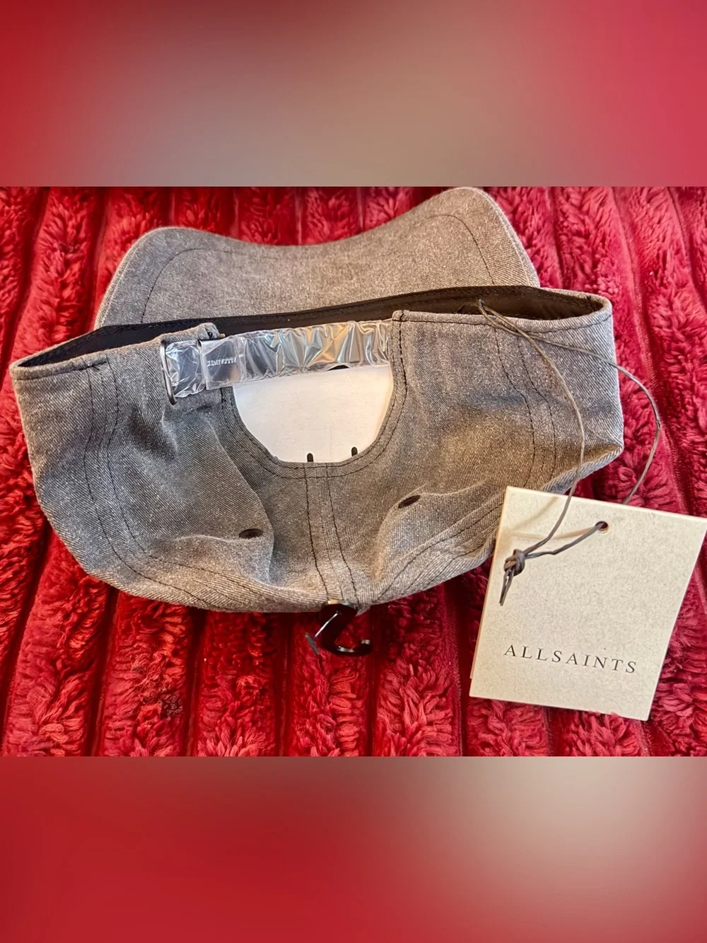 AllSaints Gray Baseball Cap with Embroidered Logo
